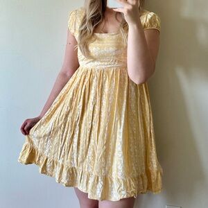 Yellow Babydoll Floral Dress